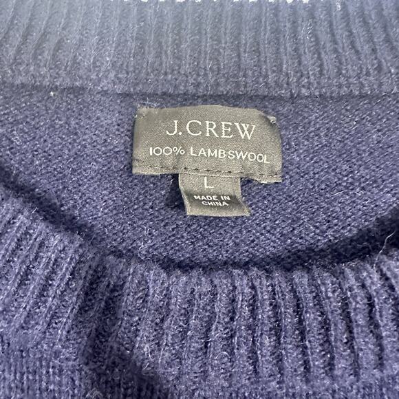 J.Crew Men’s Large 100% Lambswool Sweater Navy Fair Isle Pullover Crewneck Ski - Picture 8 of 8
